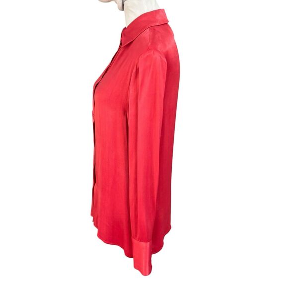 Atoir Satin Button Down Blouse Red Long Sleeve Women’s Size XS - Picture 3 of 7